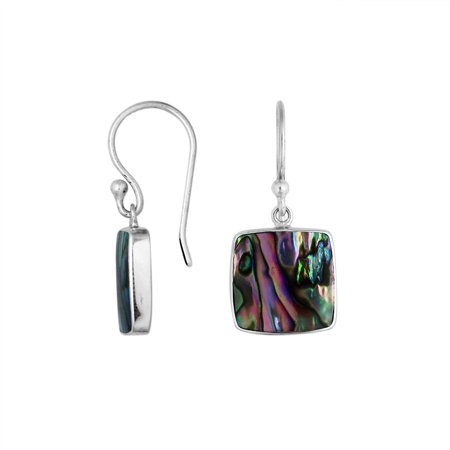AE-6222-AB Sterling Silver Square Shape Earring with Abalone Shell