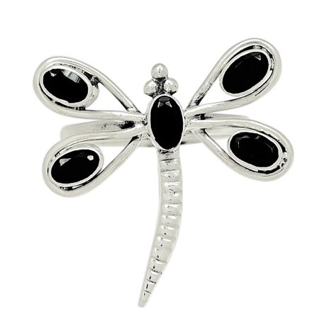 Black Onyx 925 Sterling Silver Ring Jewelry S.7.5 ALLR-4807