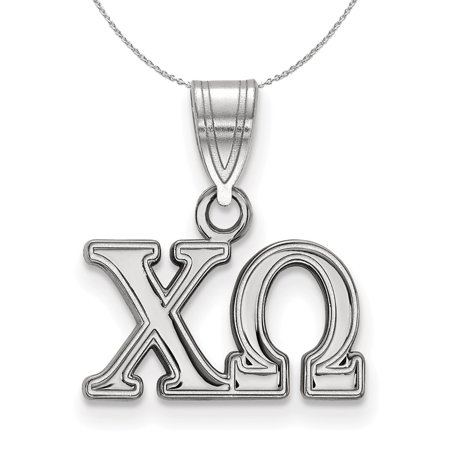 The Black Bow Sterling Silver Chi Omega Medium Greek Necklace - 16 Inch