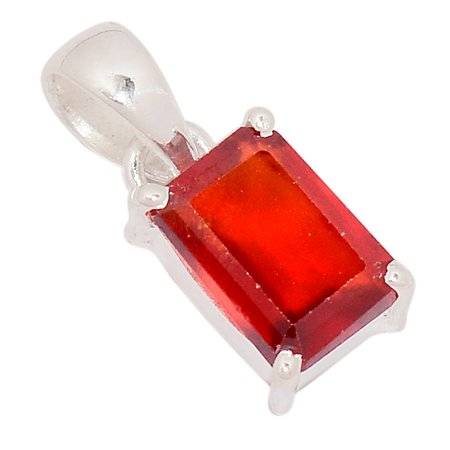 Faceted Hessonite 925 Sterling Silver Pendant Jewelry ALLP-9318