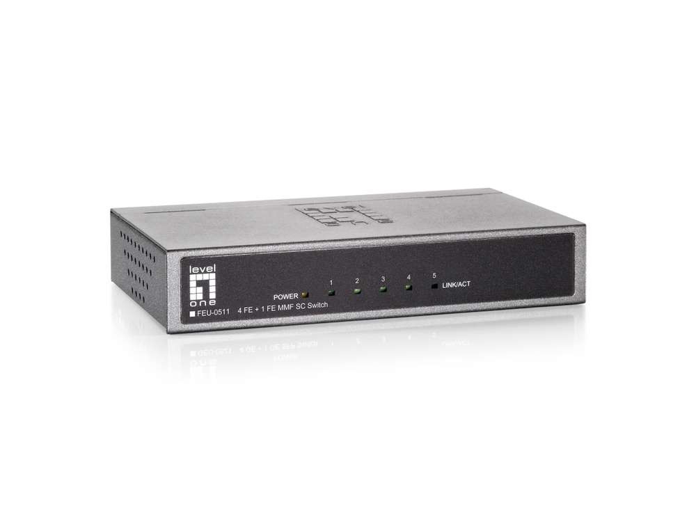 LevelOne 5-Port Fast Ethernet Switch. 1 X SC Multi-Mode Fiber