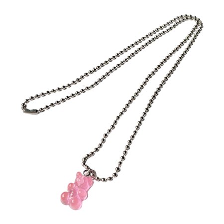 CENDER Gummy Bear Necklace Resin Candy Color Cartoon Pendant Chain for Women Girls Gift