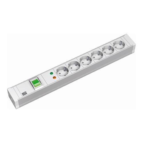 Bachmann - Verlängerungsschnur (Rack - Einbaufähig) - Wechselstrom 230 V - 6 Ausgangsstecker - 1U - 48,3 Cm (19) - 2,0m - Deutschland (333.605)