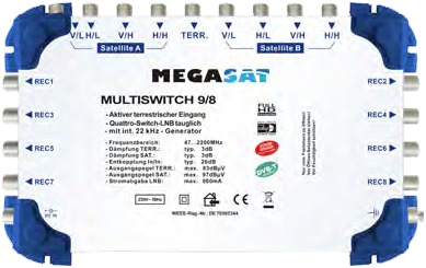 Megasat Multiswitch 9/8 - Multiswitch Satelliten-/terrestrisches Signal