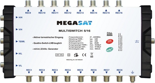 Megasat Multiswitch 5/16 - Multiswitch Satelliten-/terrestrisches Signal