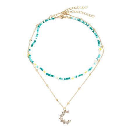 Sukalun Boho Layered Flower Necklaces Y2k Colorful Beaded Choker for Girl Lock Chain Necklaces Gummy Bear Necklaces Adjustable Multilayer Chain Neckla