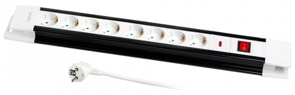 LogiLink LPS207 Power Extension 3 M 8 AC Outlet(s) Black. White
