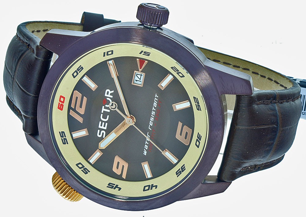 Sector Men S 48mm Brown Synthetic Leather Band Steel Case Quartz Analog Watch R3251102019