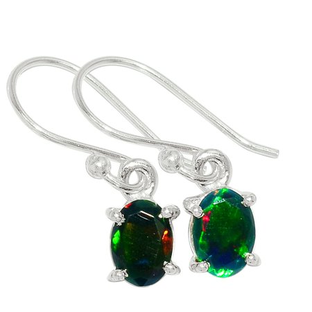 Faceted Chalama Black Opal 925 Sterling Silver Earring Jewelry ALLE-4542