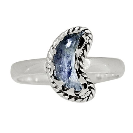 Crescent Moon - Moonstone 925 Sterling Silver Jewelry Ring S.7.5 ALLR-9253