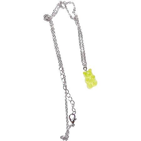STAPIOWAL Cute Gummy Bears Pendant Necklace Stainless Steel Chain Tiny Cartoon Animal Bear Charms Pendant Necklace Green