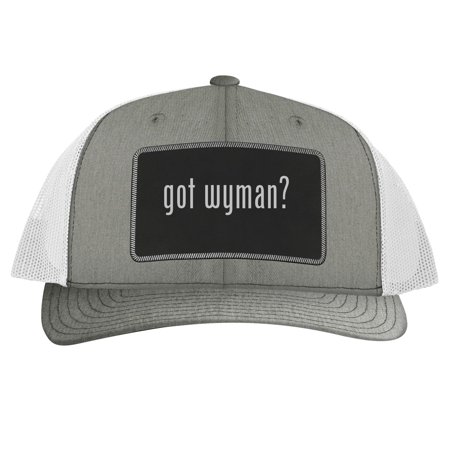 Got Wyman? - Leather Black Patch Engraved Trucker Hat  Heather-White  One Size