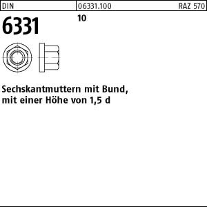 1 Pack Sechskantmu. Mit Bund DIN 6331 10 M 18 SW 27 Gestempelt (Inhalt: 10 Stück) Von Reyher