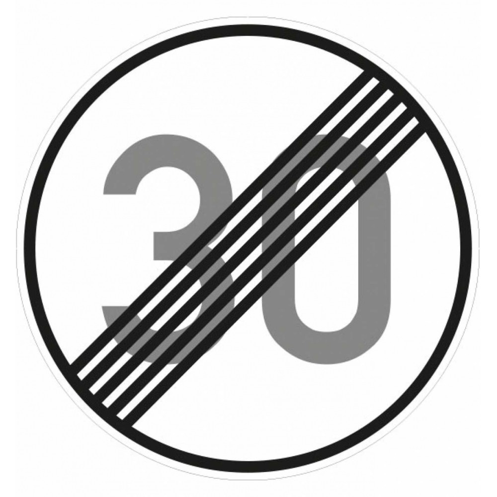 Verkehrszeichen Ende 30 Km/h 278-30,Ronden, 600mmRAL