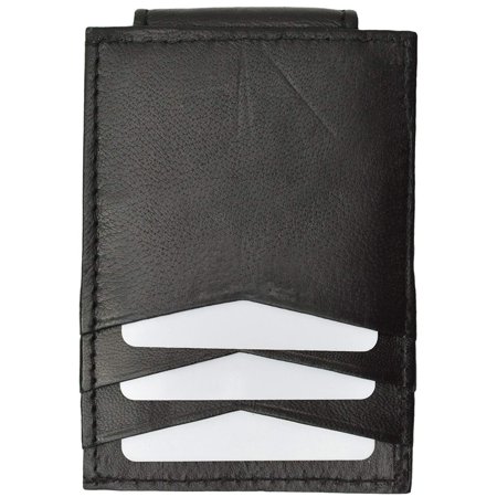 Leather Money Clip & Credit Card Holder - Style 1010R Black  Made in USA or Imported by Marshal