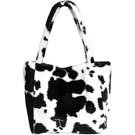 Women Girls Cute Bear Plush Shoulder Bag Large Tote Handbag Purse Faux Fur Shopping Dating Bag 5-6678 Black