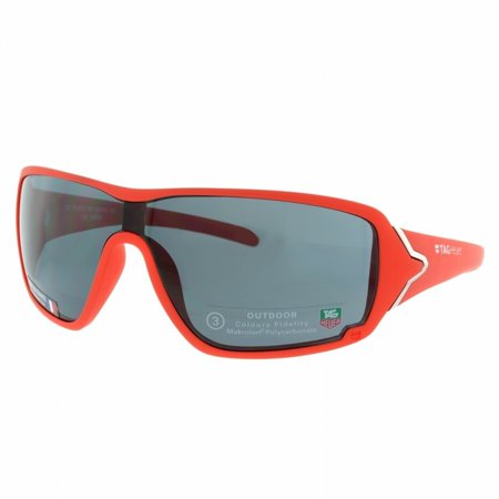 9201-107 Racer Red Shield Grey Lens Wrap Sunglasses