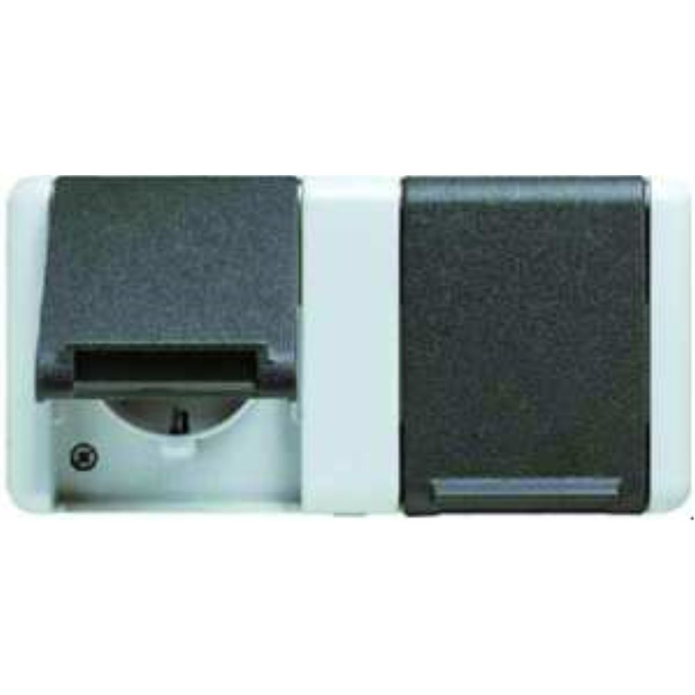 JUNG SCHUKO-Steckdose 2-fach 8220W WG800 IP44 Waagr.Mont.4 Lei-E.1Abd. 8220W (8220W)