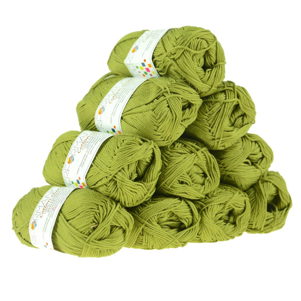 10 X 50g Strickgarn Cotton Queen, #0134 Grün