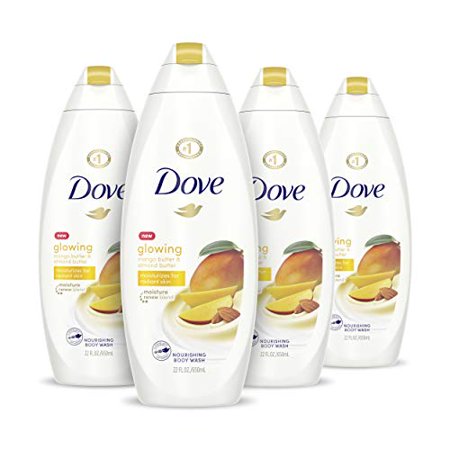Dove Glowing Body Wash Moisturizes for Radiant Skin Mango Butter and Almond Butter Moisturizing and Sulfate-Free 22 Oz  4 Count