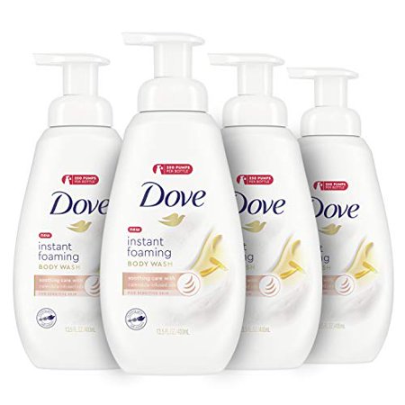 Dove Care Foaming Body Wash Sensitive Skin with Calendula Infused Oils Sulfate Free Hypoallergenic Gentle on Skin 13.5 Oz 4 Count
