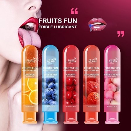 Water Based Fruit Flavored Lube 80ml for Men Women Massage  Natural Kissable Long-Lasting Slippery Gel Lubricant
