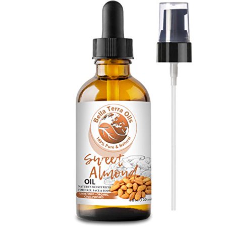 NEW Sweet Almond Oil. 4oz. Cold-pressed. Unrefined. 100% Pure. Pasteurized. Hexane-free. Fights Wrinkles. Softens Hair. Natural Moisturizer. Hair  Fac