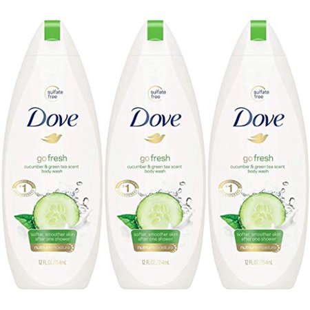 3 Dove Nourishing and Restore Body Wash 16.9Oz  Go Freash-Cucumber & Green Tea)