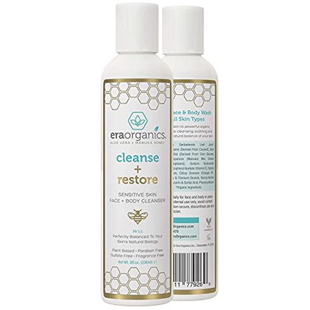 Era Moisturizing Face Wash Sensitive Skin Sulfate Free Facial Body Wash with Organic Aloe Vera & Manuka Honey Dry  Oily  Damaged  Itchy Skin