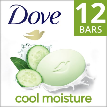 Dove Beauty Bar Women S Bath Soap Cool Moisture Cucumber & Green Tea Scent  3.75 Oz 12 Bars