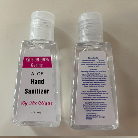 50 Bulk Pack | by the Clique Aloe Hand Sanitizer 1 Oz / 30 Ml Travel Size | Classroom Set | Employee Gifts | Family Pack