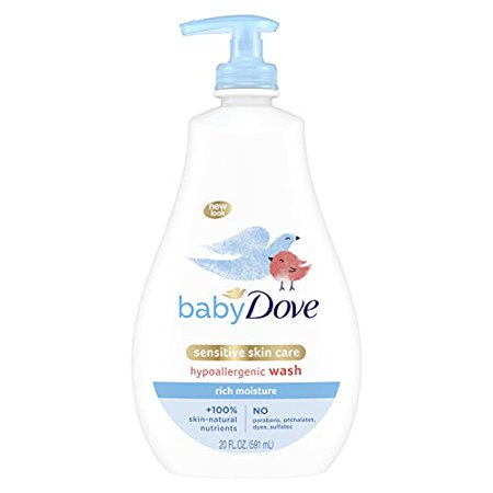 Baby Dove Sensitive Skin Care Baby Wash for Baby Bath Time Rich Moisture Tear-Free and Hypoallergenic 20 Oz