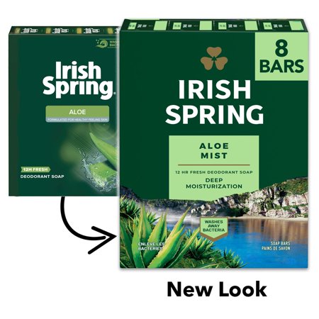 Irish Spring Aloe Mist Deodorant Bar Soap for Men  12 Hour Fresh Deodorant Soap  3.7 Oz Bar (8 Pack)