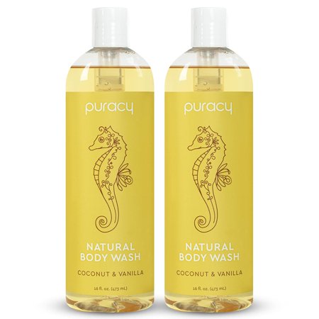 Puracy Body Wash  Coconut & Vanilla  Naturally Moisturizing for Sensitive Skin  Clean Rinsing Shower Gel  Gentle Foaming Cleansers  16 Fl Oz (2-Pack)