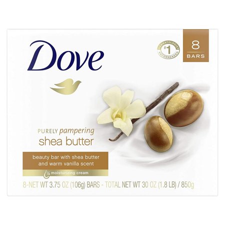 Dove Purely Pampering Beauty Bar for Softer Skin Shea Butter Ordinary Bar Soap  8 Bars- 3.75 Oz