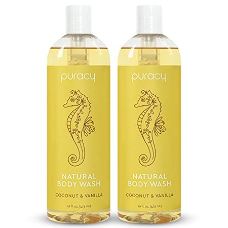 Puracy Body Wash  Coconut & Naturally Moisturizing Sensitive Skin  Clean Rinsing Shower Gel  Gentle Foaming Cleansers  (2-Pack)