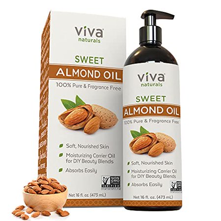 Sweet Unrefined Sweet Almond Skin  Face Body  Perfect Carrier Essential Oils  Hexane Free Natural Unscented Massage Oil  Product of USA  16 Oz
