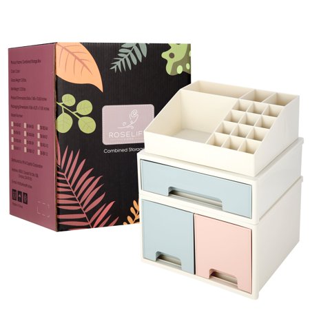Stationery Organizer Box  Roselife Multifunctional Desk Storage Box Set  [TBD-08] W/ 3 Drawers + 16 Slots