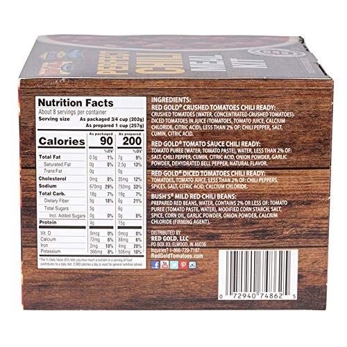 Red Gold and Bush S Beans Perfect Chili Meal Kit  Just Add Meat  30 Minute Meal  4-Pack of Chili Ready Cans  60.5 Ounces Total thumbnail