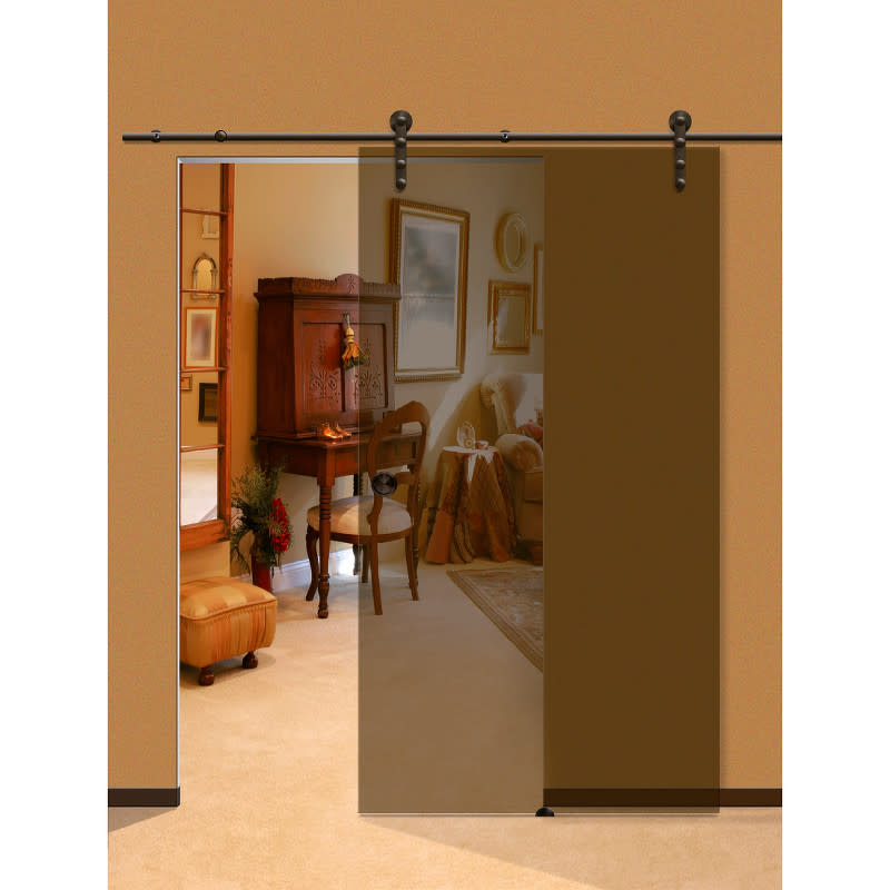Beyerle USU46.1-2540 Antra I 100 Inch Long Glass Barn Door Fitting Set Dark Bronze Sliding Door Hardware Barn Door Hardware Track and Hardware Kits