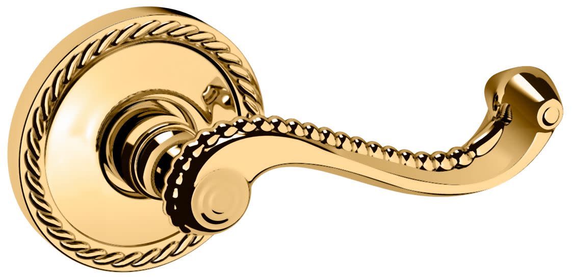 Baldwin 5104.PASS 5104 Passage Door Lever Set with 5004 Rose from the Estate Collection Non-Lacquered Brass Door Hardware Door Levers Passage Door