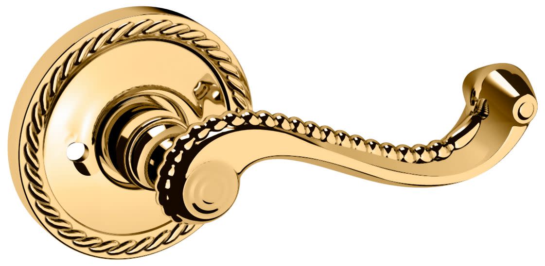 Baldwin 5104.PRIV 5104 Privacy Door Lever Set with 5004 Rose from the Estate Collection Non-Lacquered Brass Door Hardware Door Levers Privacy Door