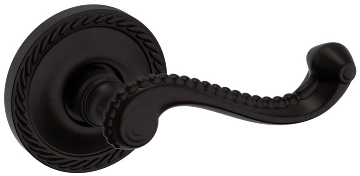 Baldwin 5104.PRIV 5104 Privacy Door Lever Set with 5004 Rose from the Estate Collection Oil Rubbed Bronze Door Hardware Door Levers Privacy Door