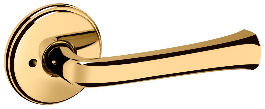 Baldwin 5112.PRIV 5112 Privacy Door Lever Set with 5075 Rose from the Estate Collection Non-Lacquered Brass Door Hardware Door Levers Privacy Door