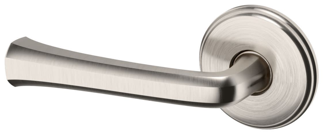 Baldwin 5112.LDM 5112 Left Handed Non-Turning One-Sided Dummy Door Lever with 5075 Rose from the Estate Collection Lifetime Satin Nickel Door Hardware