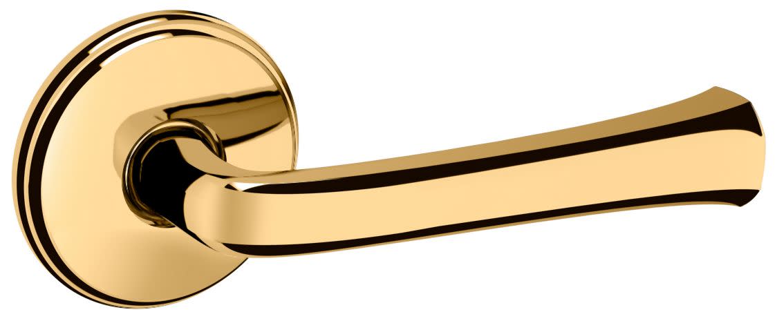 Baldwin 5112.PASS 5112 Passage Door Lever Set with 5075 Rose from the Estate Collection Non-Lacquered Brass Door Hardware Door Levers Passage Door
