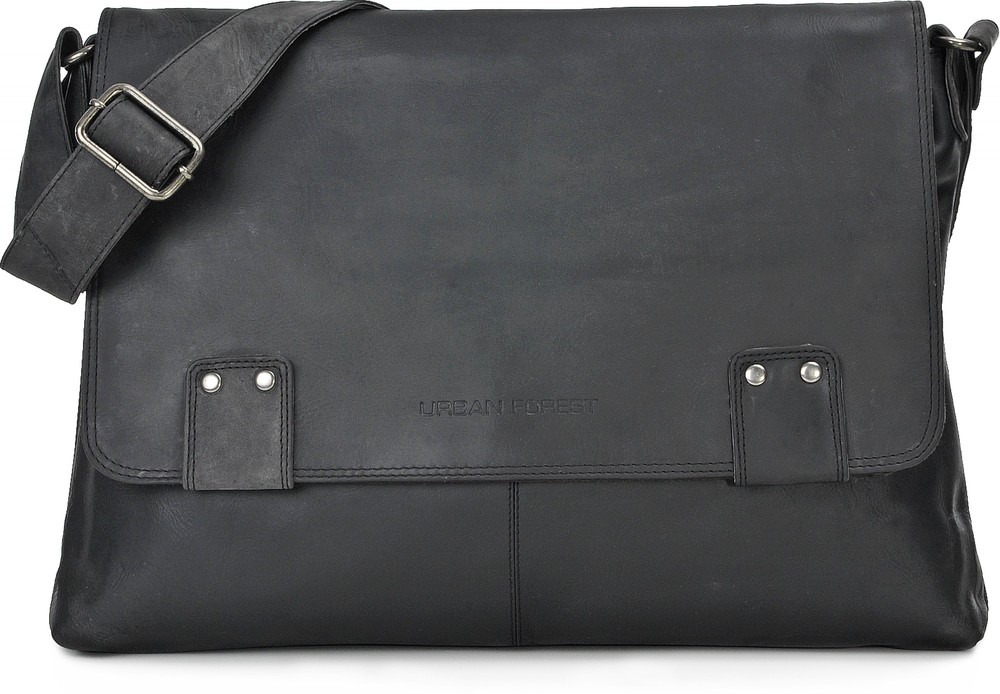 Urban Forest Unisex Leder Handtaschen Schwarz 38x30x6cm (BxHxT)