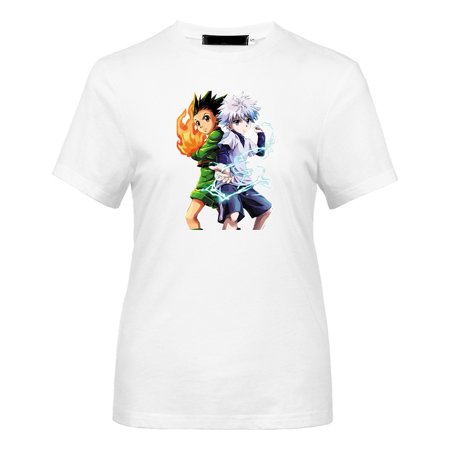 SOSPIRO Hunter X Hunter T-shirt Manga Graphic Short Sleeve Tee Cotton Crewneck T-Shirt for Women Men(White C-L)
