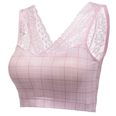 Roliyen Women S Casual Lattice Print Plus Size Wireless Ventilation Vest Bar