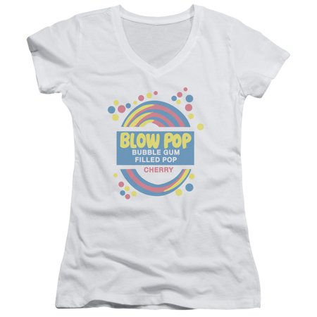 Tootsie Roll Blow Pop Label Junior Women S T-Shirt V-Neck White